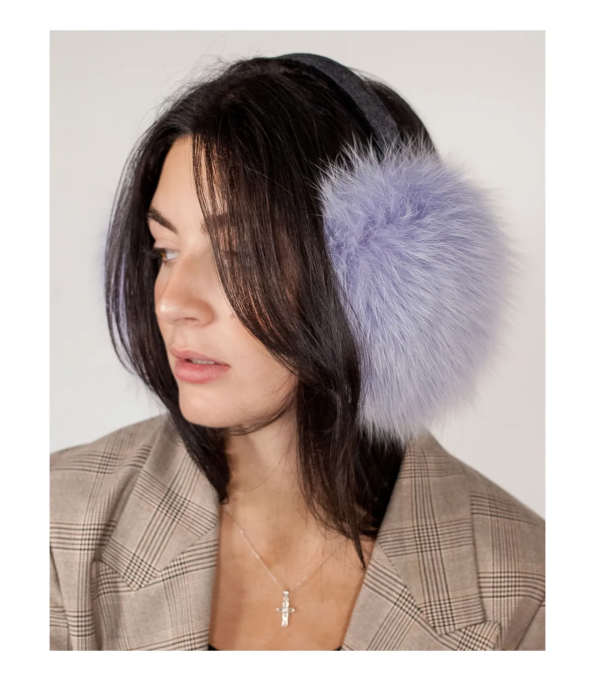 Fox Fur Earmuffs in Lavender at FurHatWorld.com