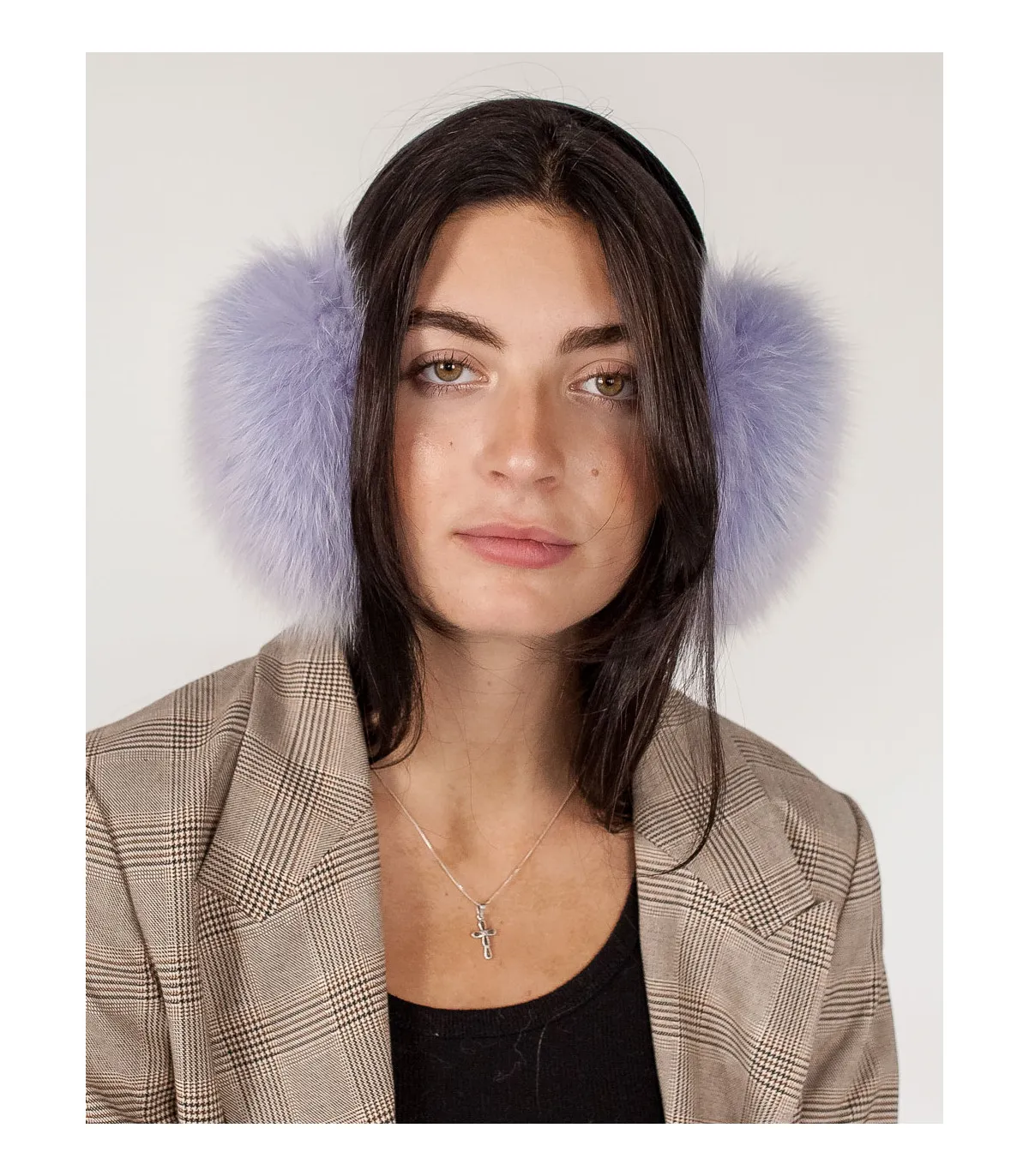 Fox Fur Earmuffs in Lavender at FurHatWorld.com