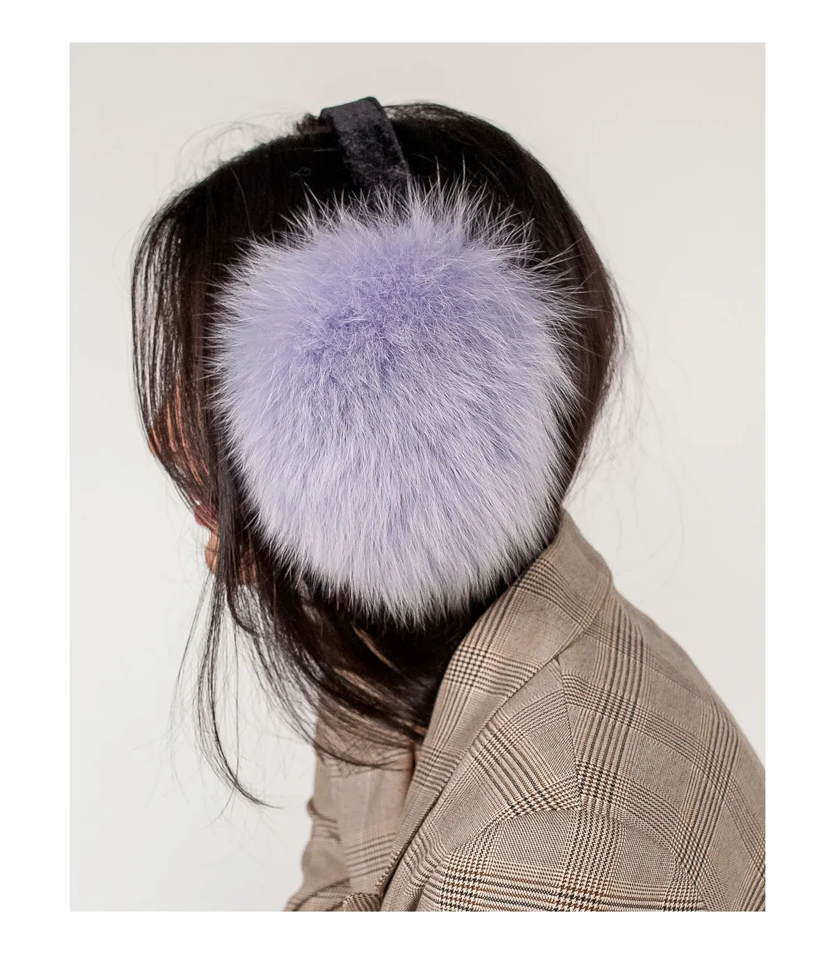 Fox Fur Earmuffs in Lavender at FurHatWorld.com