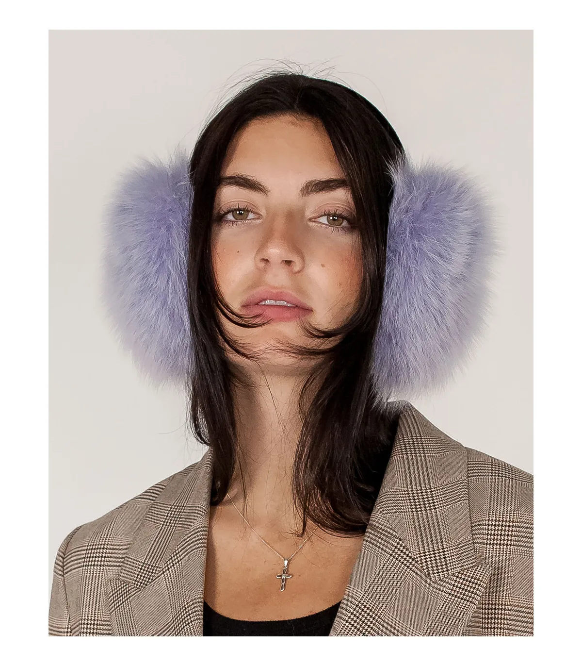 Fox Fur Earmuffs in Lavender at FurHatWorld.com