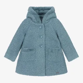 Girls Blue Bouclé Coat