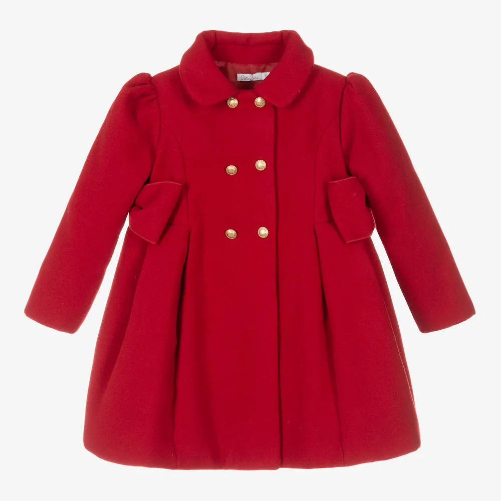 Girls Red Felted Coat