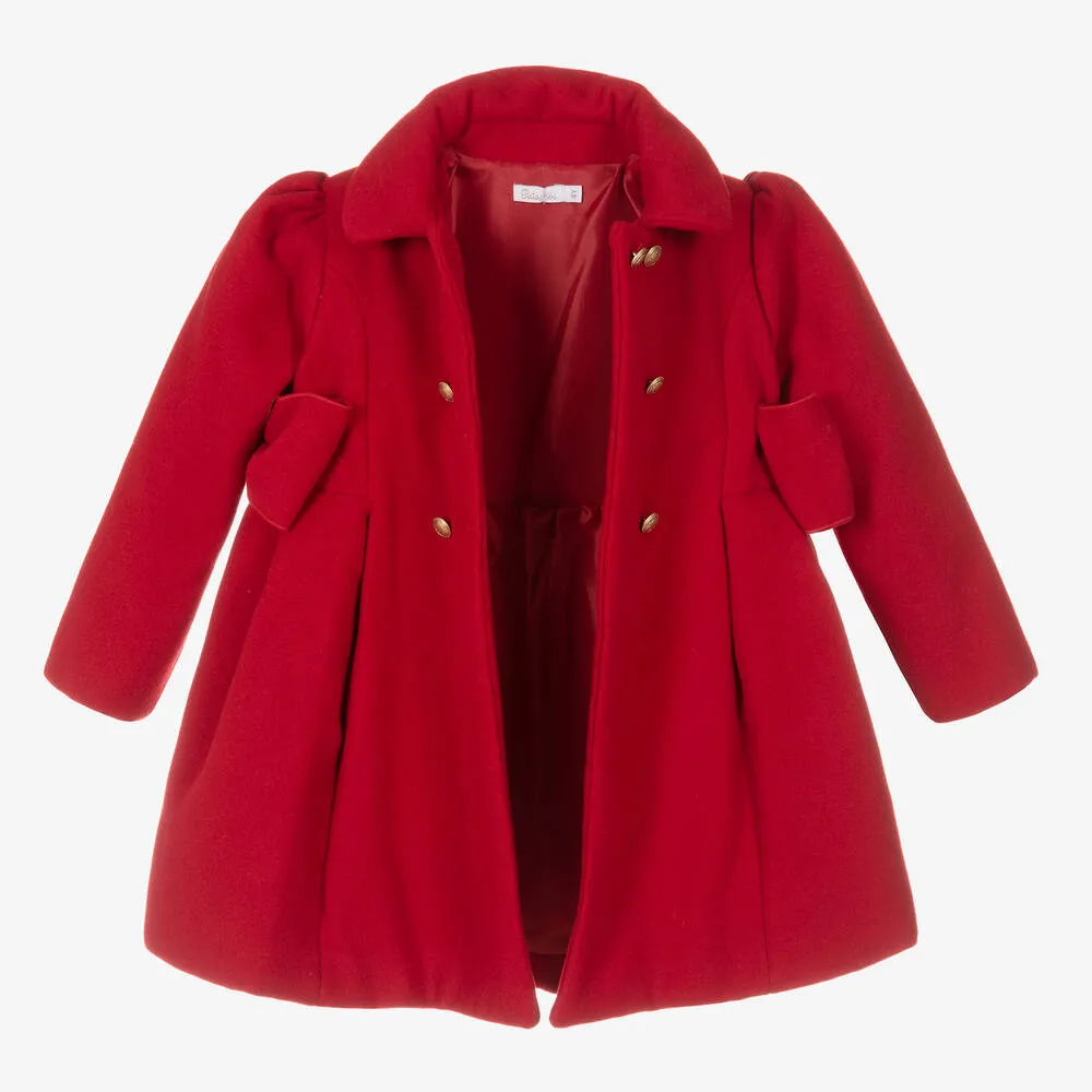 Girls Red Felted Coat