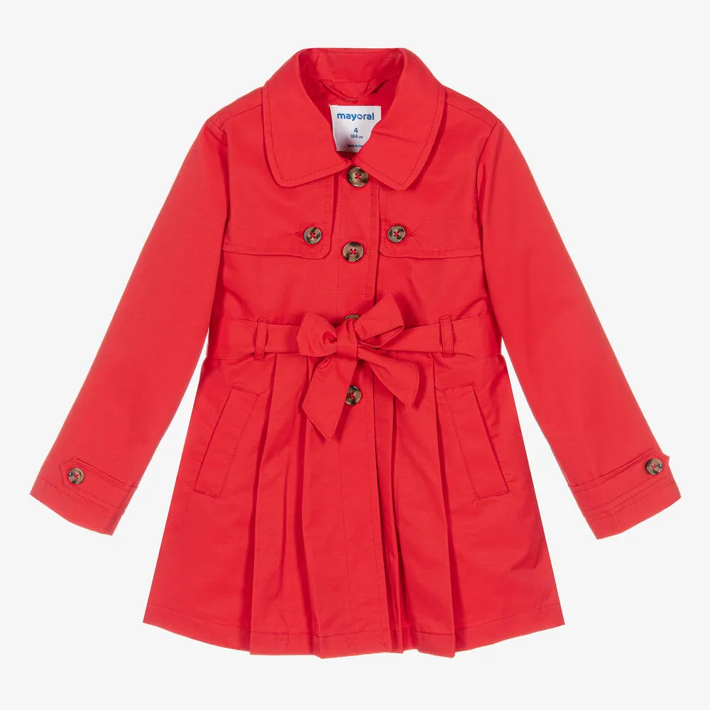 Girls Red Trench Coat