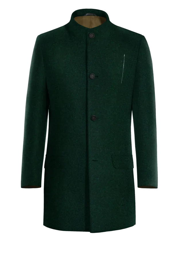 Green Funnel neck Coat