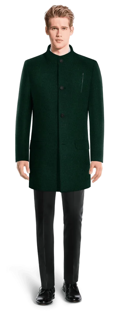 Green Funnel neck Coat