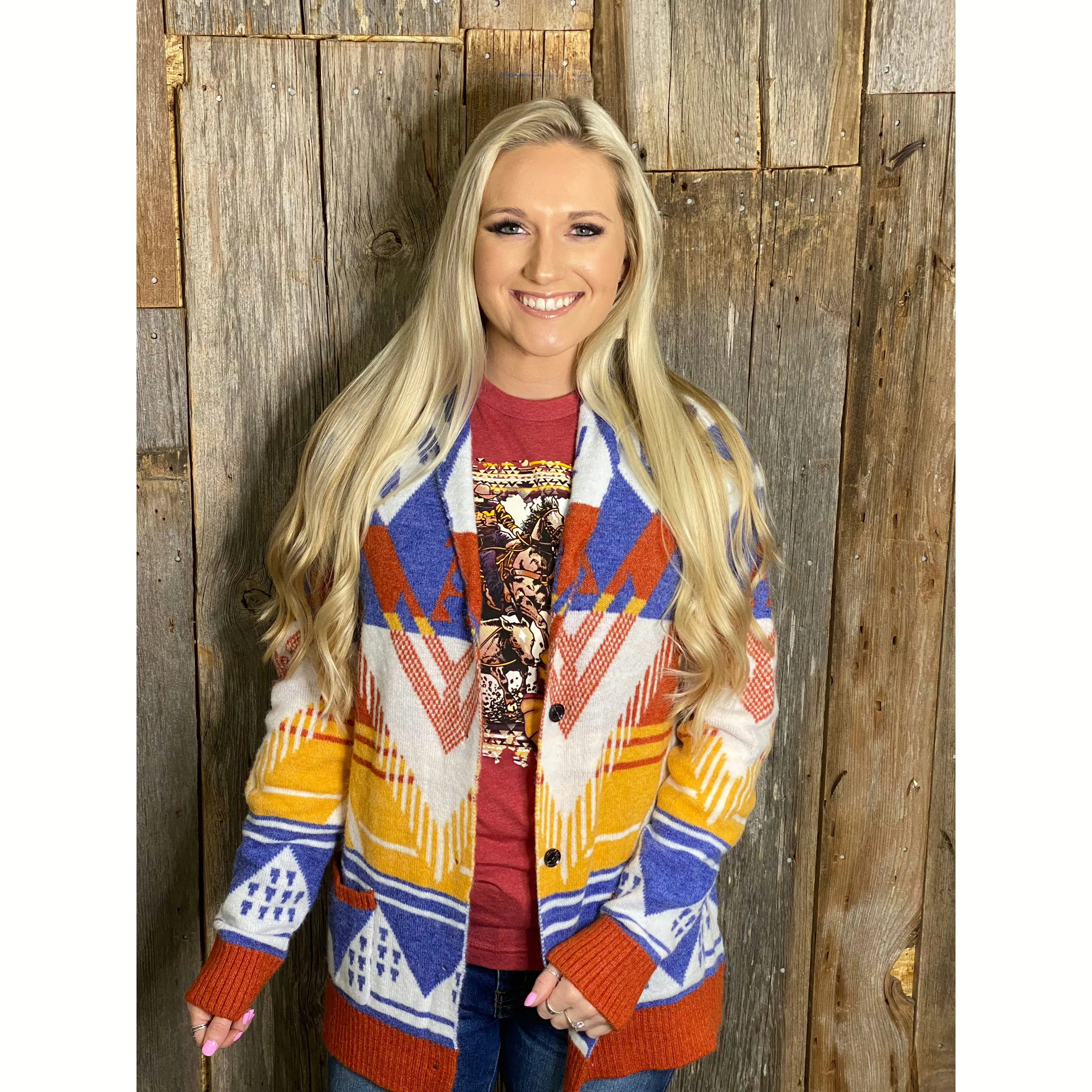 Harper Southwest Button Cardigan