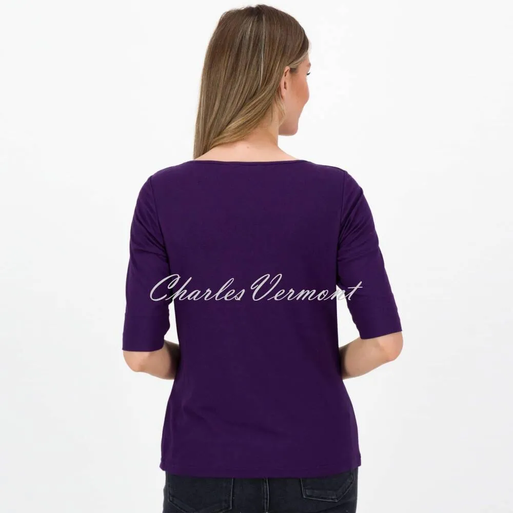 Just White Half Sleeve Top - Style J3607 (Purple)