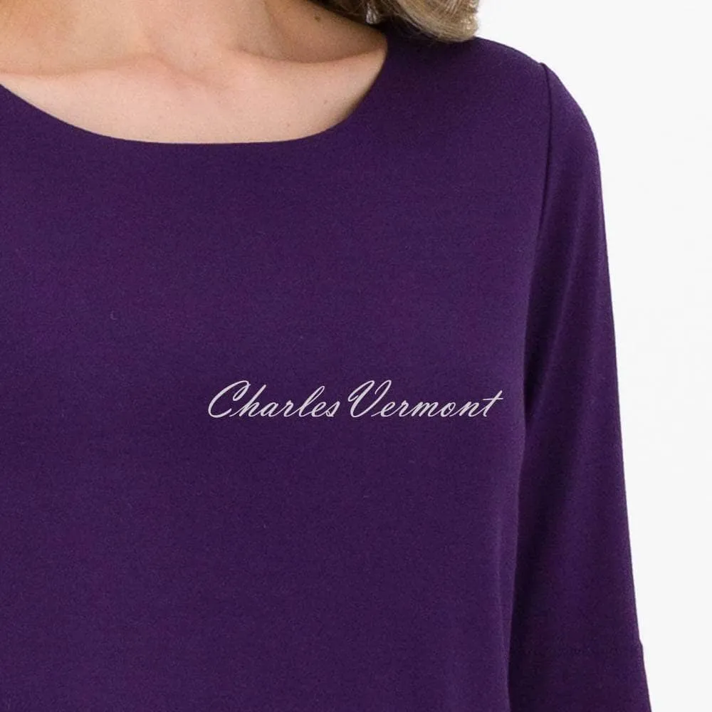 Just White Half Sleeve Top - Style J3607 (Purple)