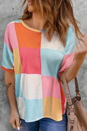 Kelce Color Block Round Neck Half Sleeve Top