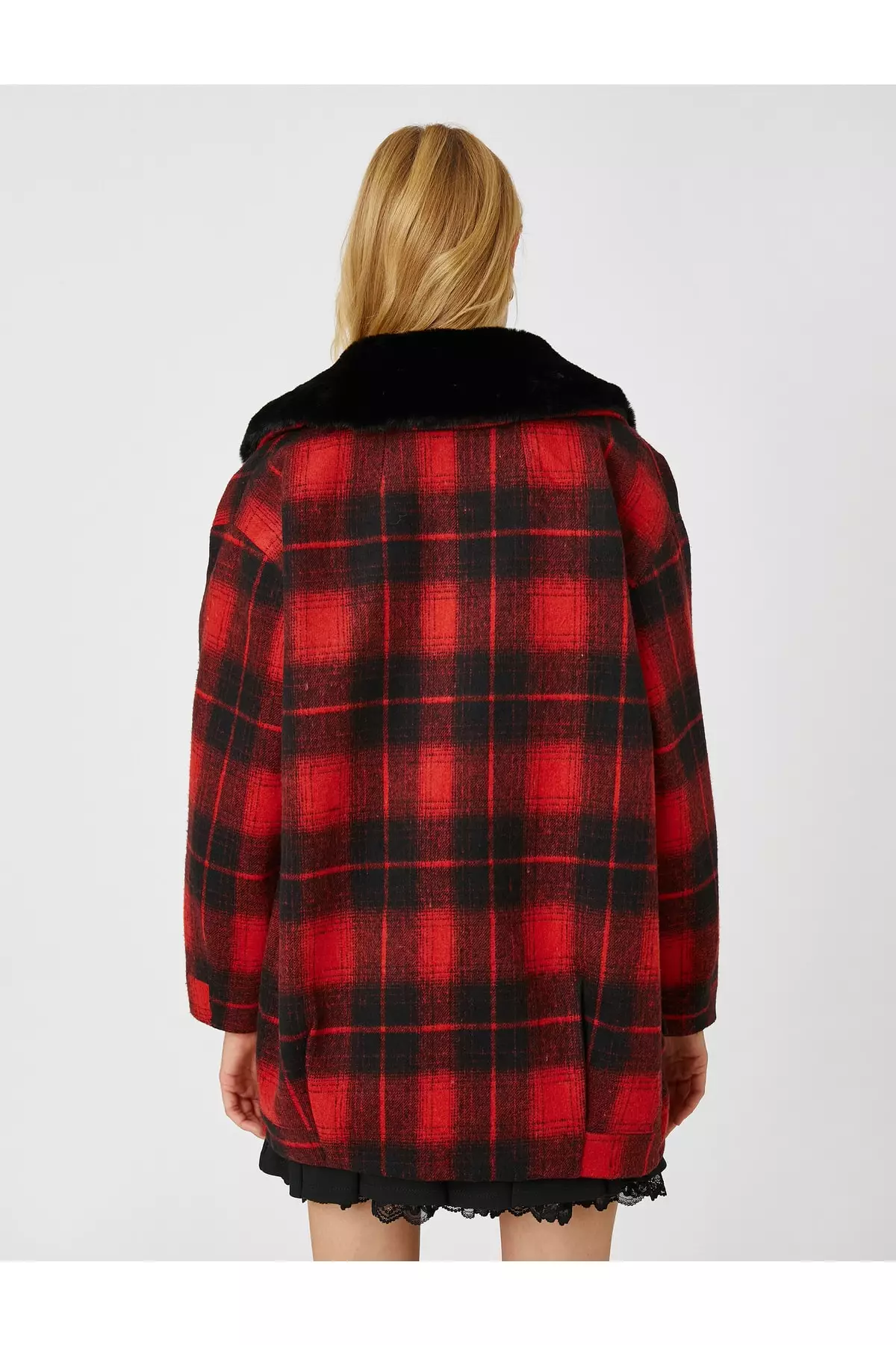 KOTON Checkered Wool Coat