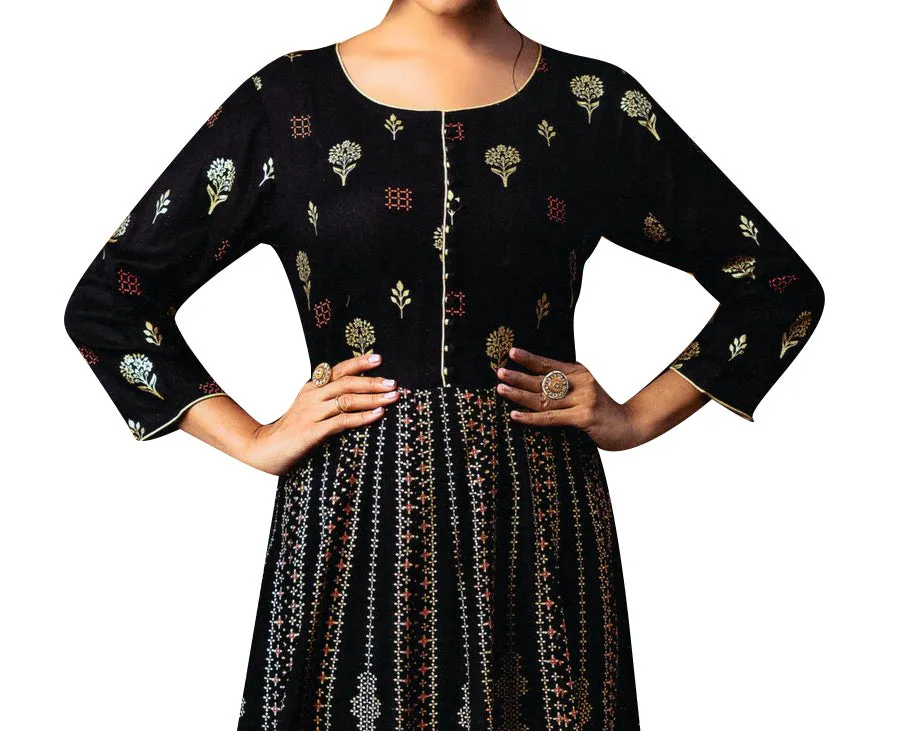 Ladyline Anarkali Rayon Printed Floor Length Kurti for Women Kurta Tunic Indian Dress