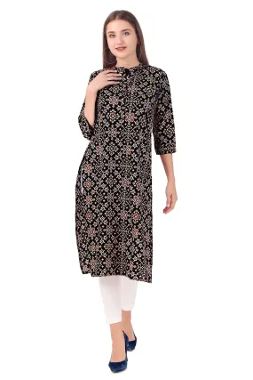 Ladyline Casual Womens Rayon Tunic TopPatolaPrintedKnee Length Kurti Kurta