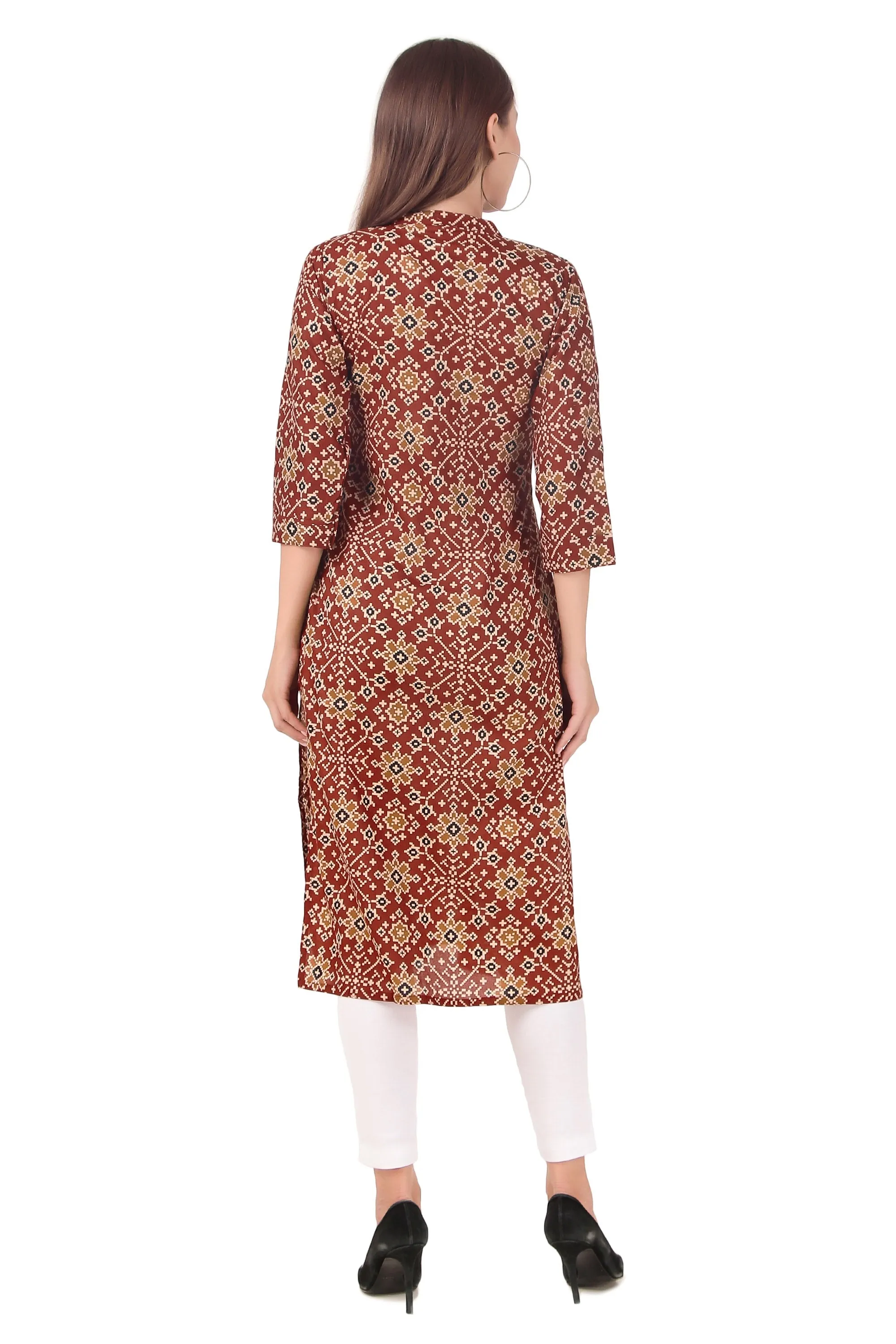 Ladyline Casual Womens Rayon Tunic TopPatolaPrintedKnee Length Kurti Kurta