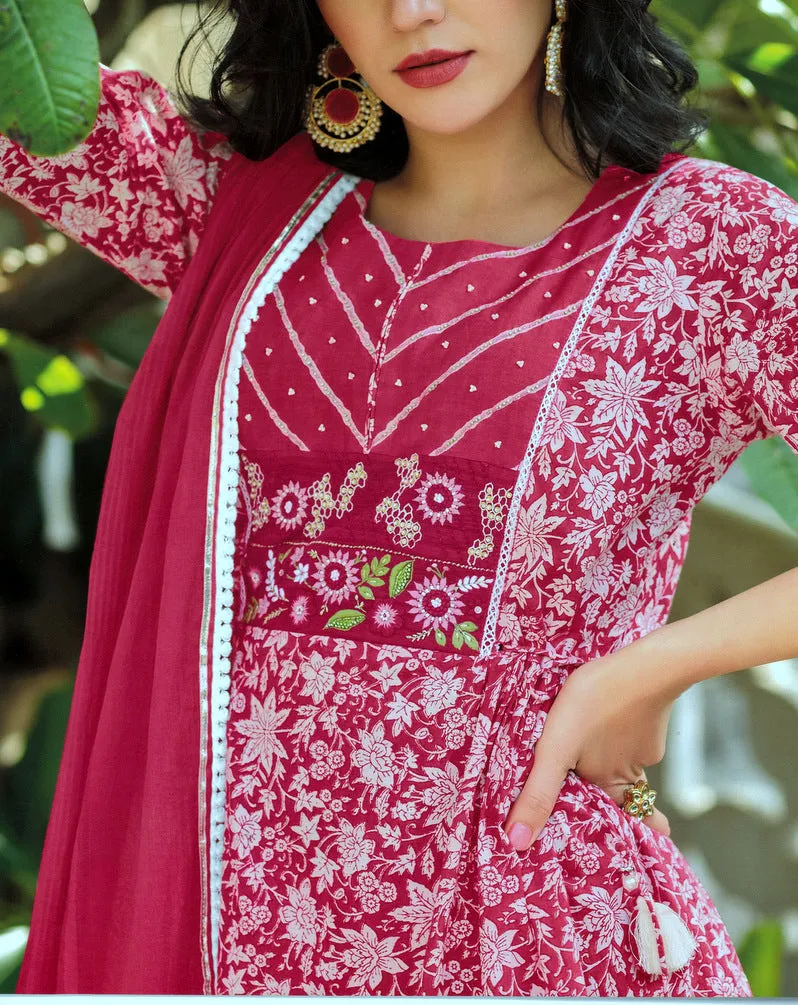 ladyline Ethnic Block Printed Short Tunic with Sharara Pants Salwar Kameez Kurta with Pants Set