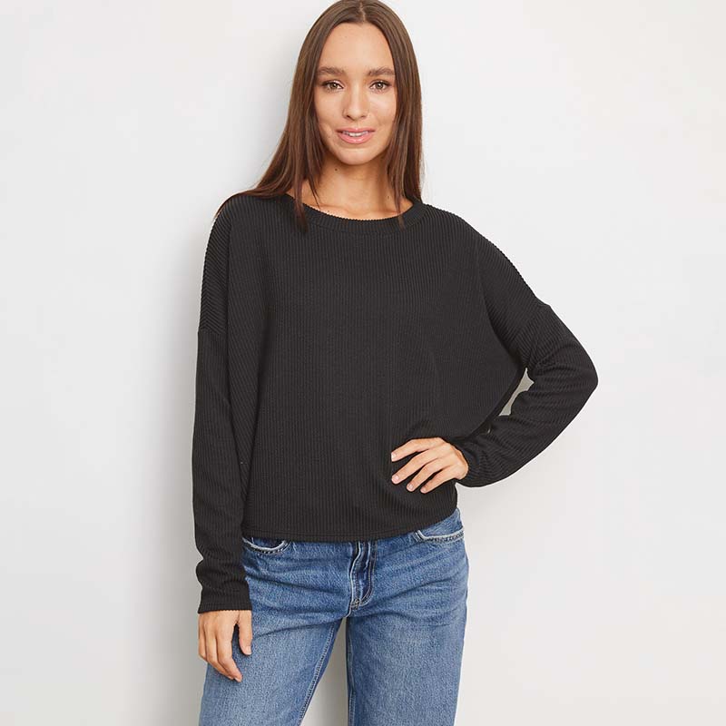 Long Sleeve Boxy Urban Rib Top