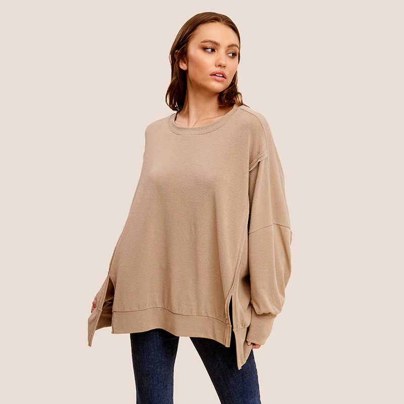 Long Sleeve Crepe Weekender Top