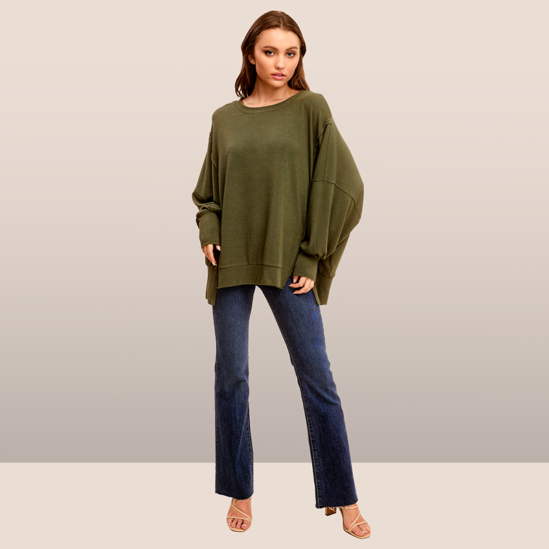 Long Sleeve Crepe Weekender Top