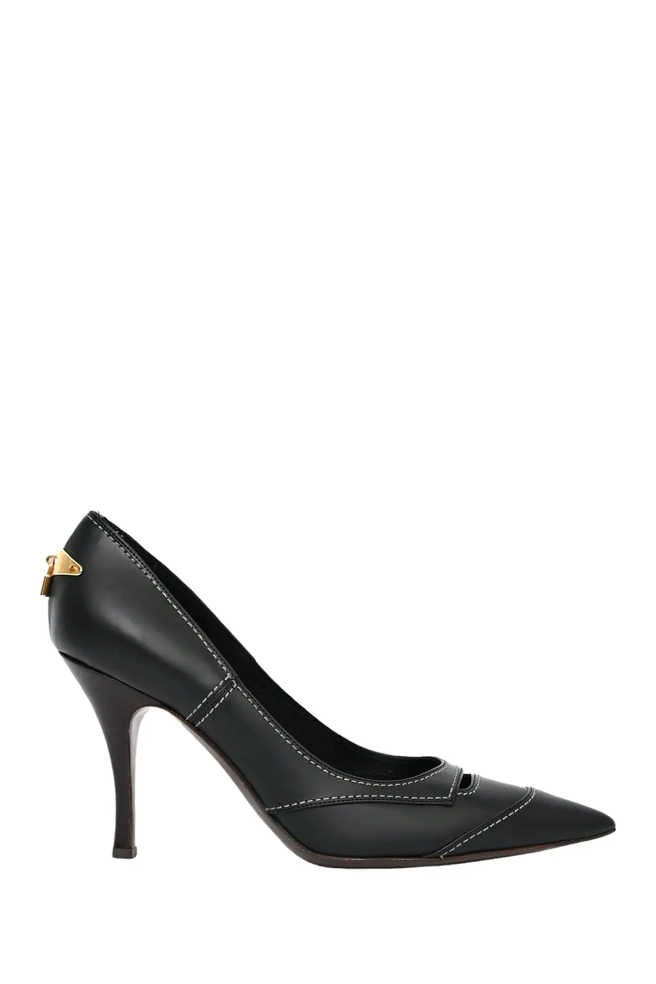 Louis Vuitton Black Leather Lock Detail Pump Size 37