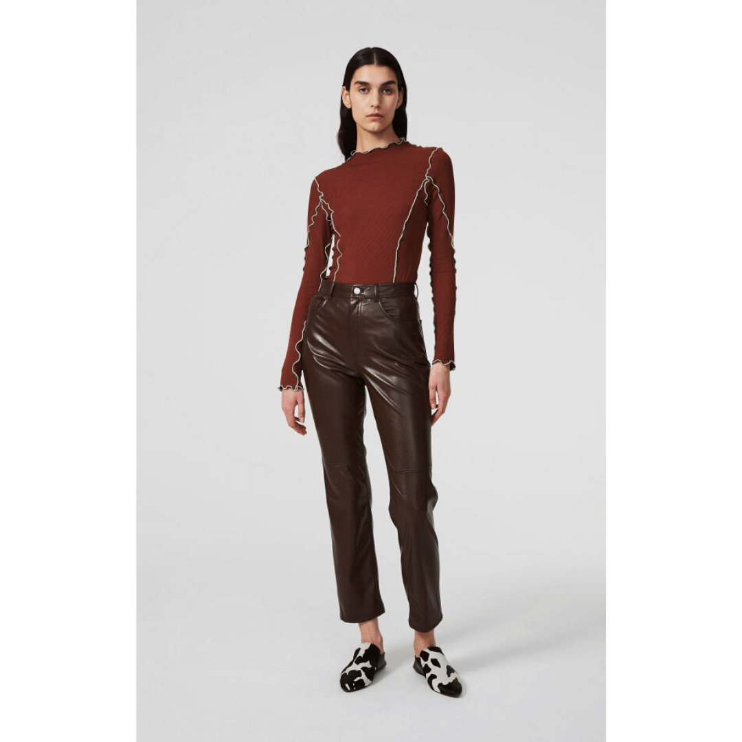 LOURA LEATHER TROUSERS CHOCOLATE