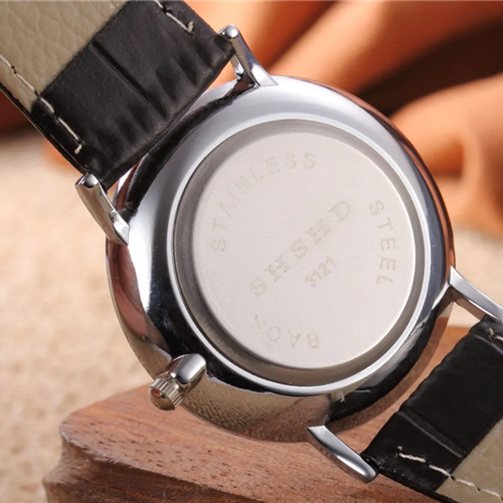 Lovers Women Men PU Leather Band Vintage Design Quartz Watch Couple Analog Clock Relogio