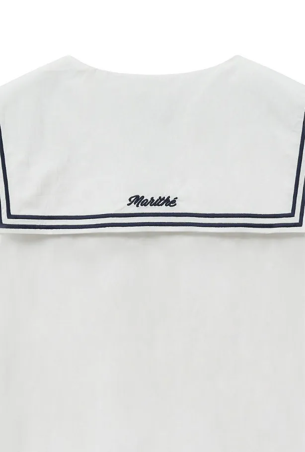 Marithe + Francois Girbaud  |[MARITHE]★W MARINE HALF SLEEVE SHIRT