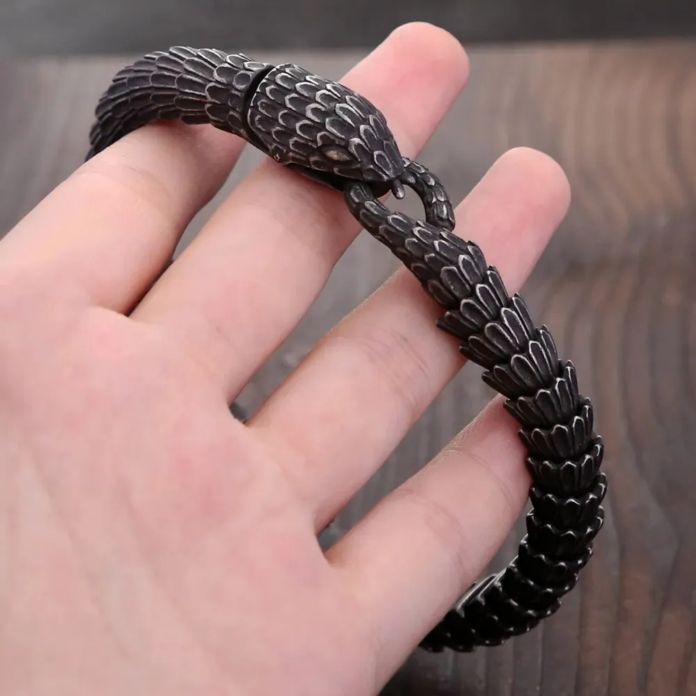 Men and Women Vintage Punk Gothic Stainless Steel Snake Bracelet