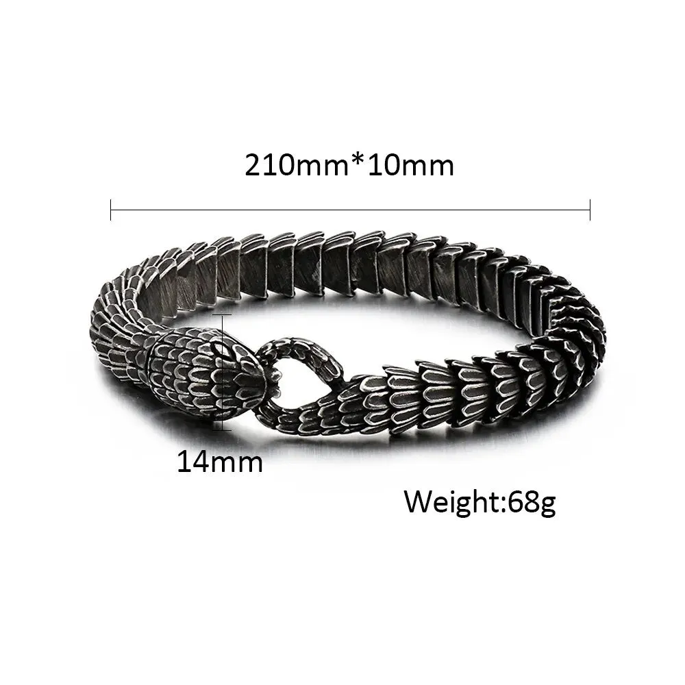 Men and Women Vintage Punk Gothic Stainless Steel Snake Bracelet