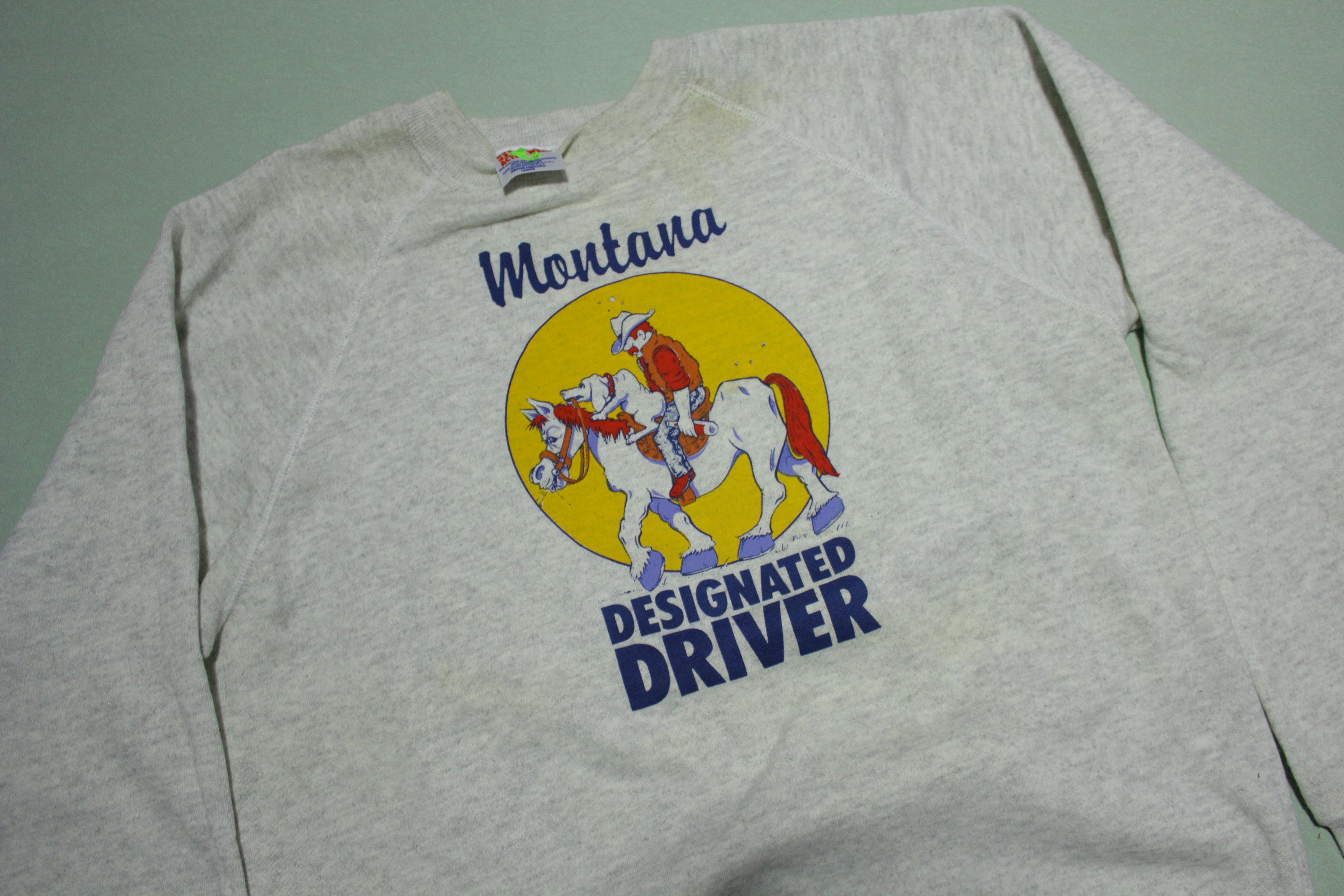 Montana Designated Driver Drunken Redneck Cowboy Prick Vintage 90's Sweatshirt