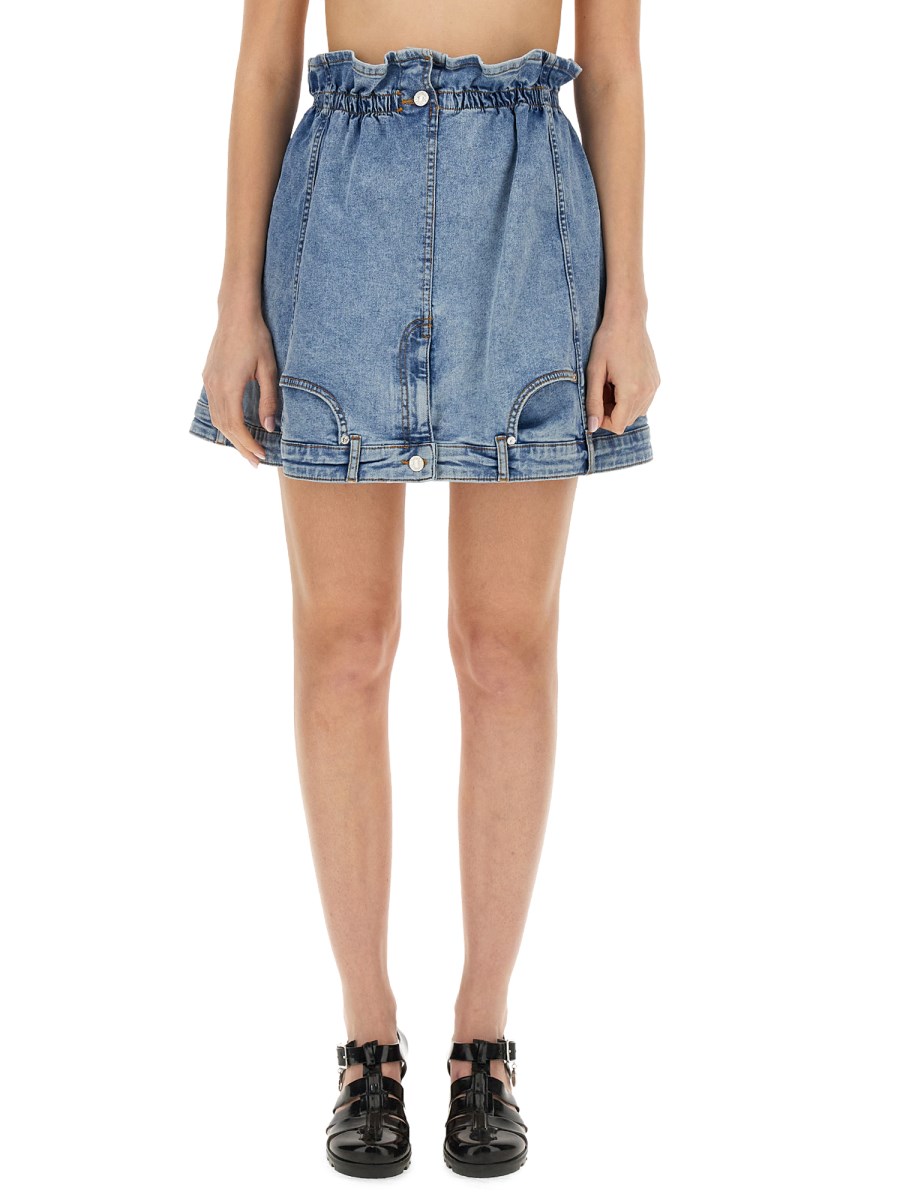 MOSCHINO JEANS    STRETCH DENIM MINI FULL SKIRT