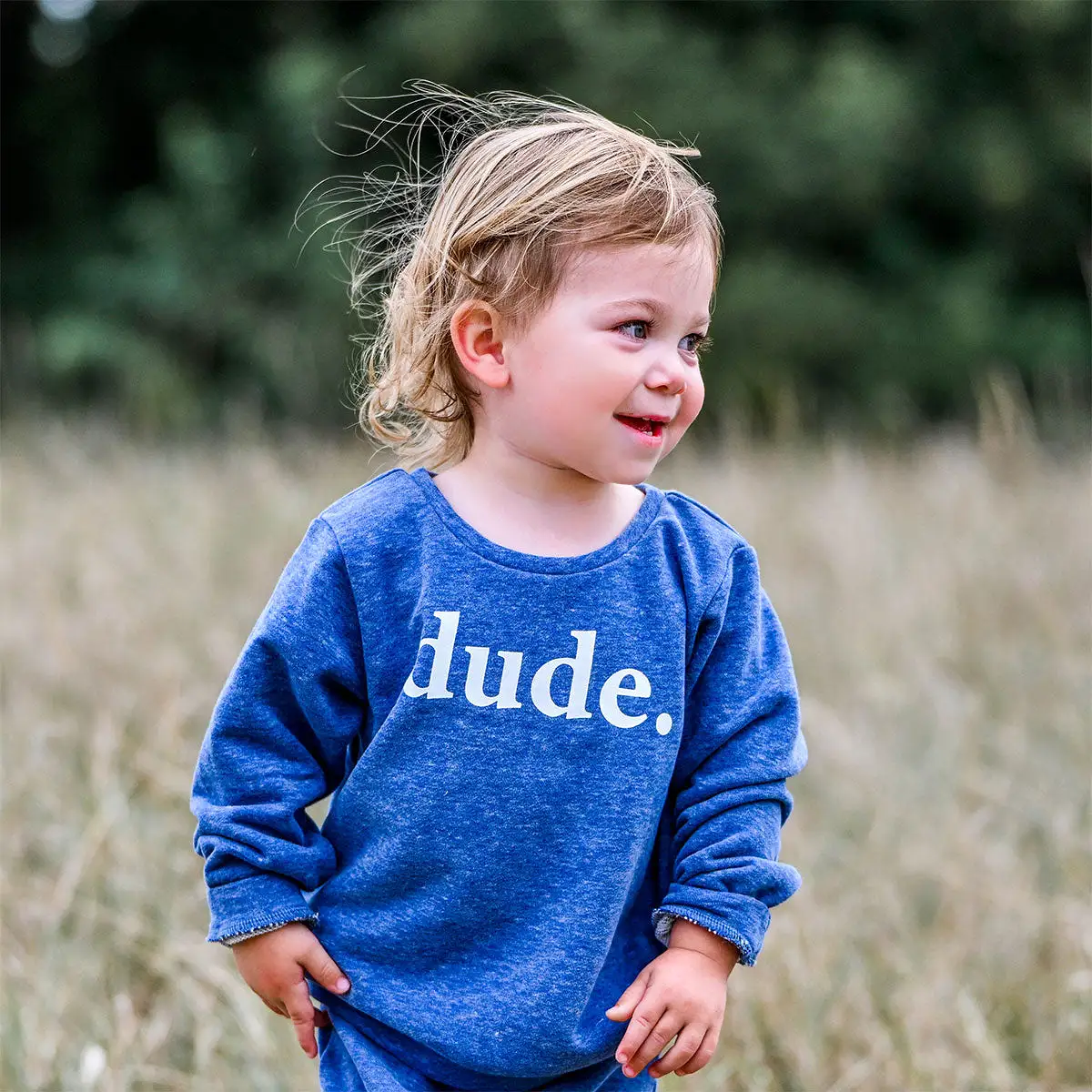 oh baby! Cotton Boxy Sweatshirt - dude print - Denim