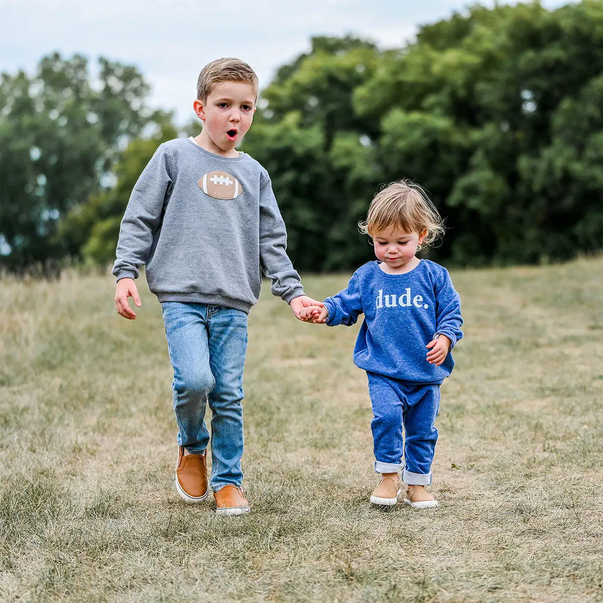 oh baby! Cotton Boxy Sweatshirt - dude print - Denim