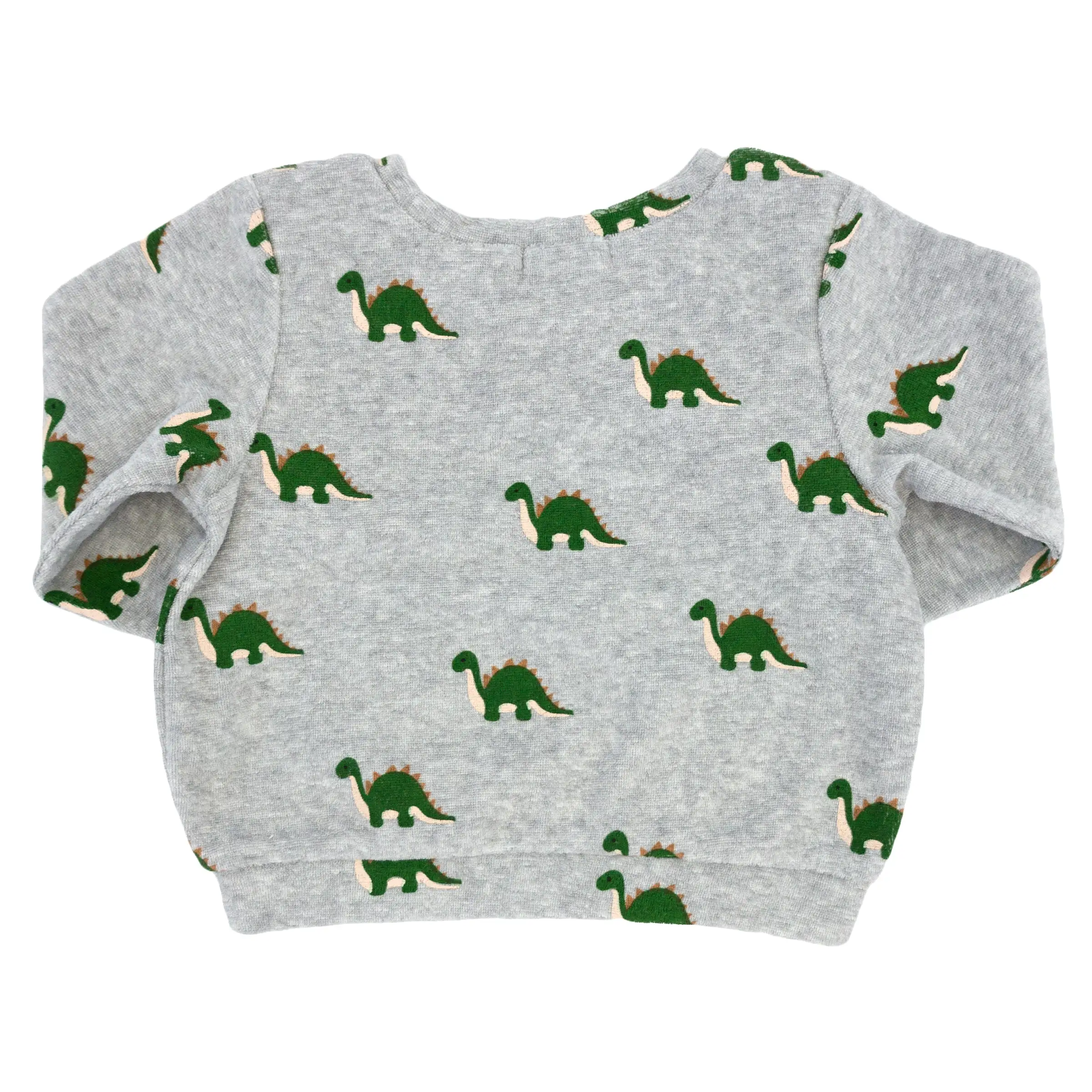 oh baby! Cotton Terry Boxy Sweatshirt - Dinosaur Print - Heather Gray