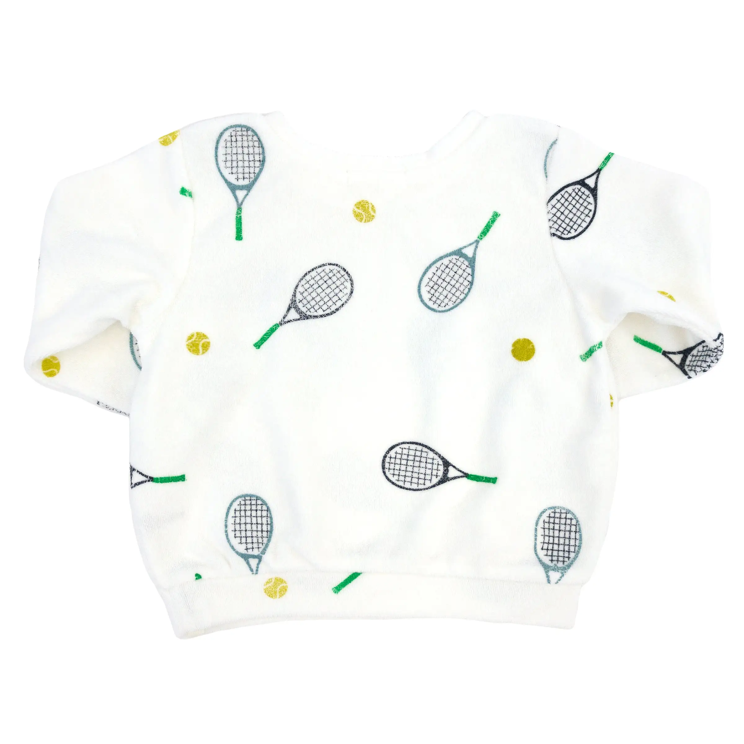 oh baby! Cotton Terry Boxy Sweatshirt - Tennis Print - Snow