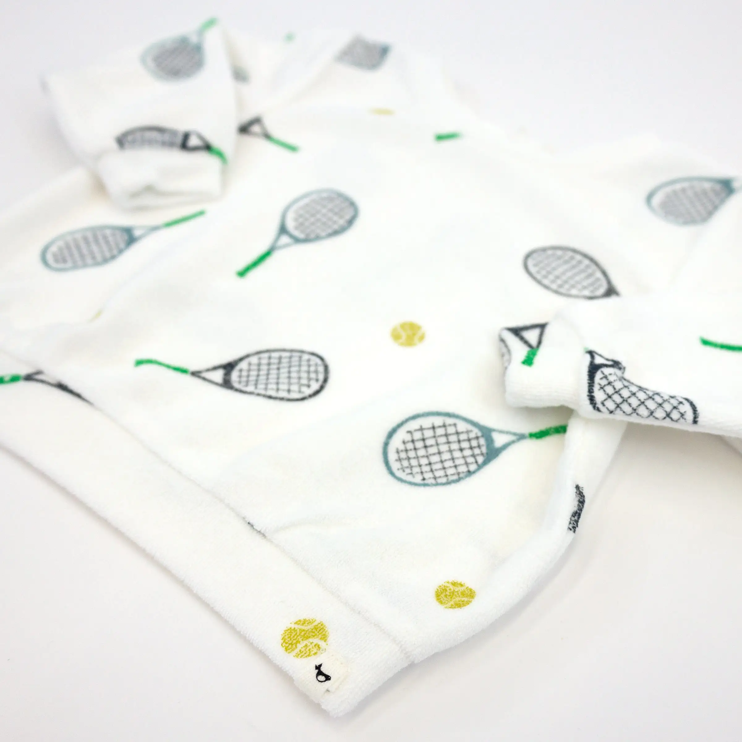 oh baby! Cotton Terry Boxy Sweatshirt - Tennis Print - Snow