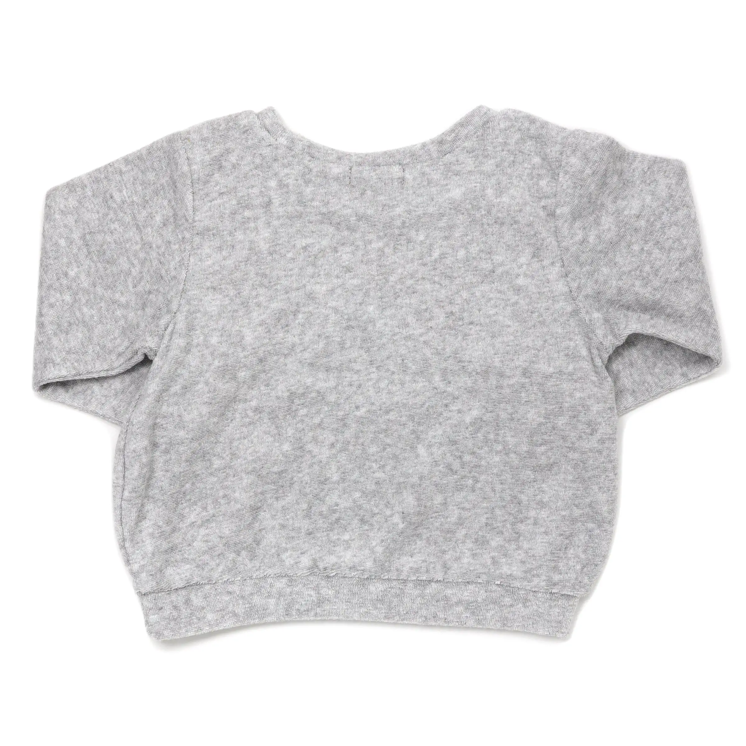 oh baby! Cotton Terry Brooklyn Boxy Sweatshirt - Oatmilk Sun Terry Applique - Heather Gray