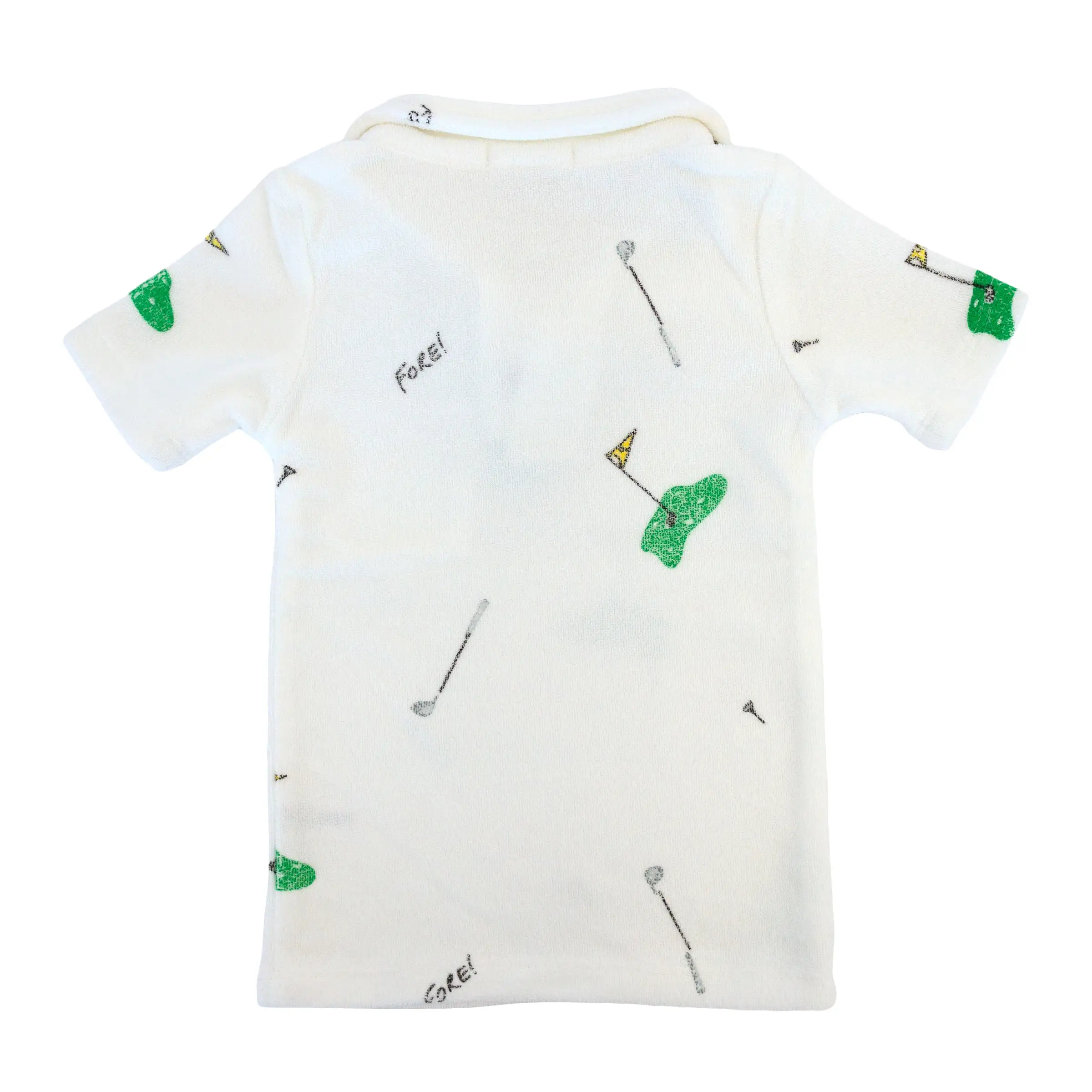 oh baby! Cotton Terry Polo Shirt - Golf Print - Snow