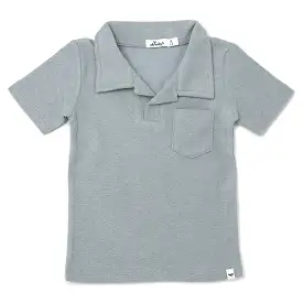 oh baby! Cotton Terry Polo Shirt - Mist Blue