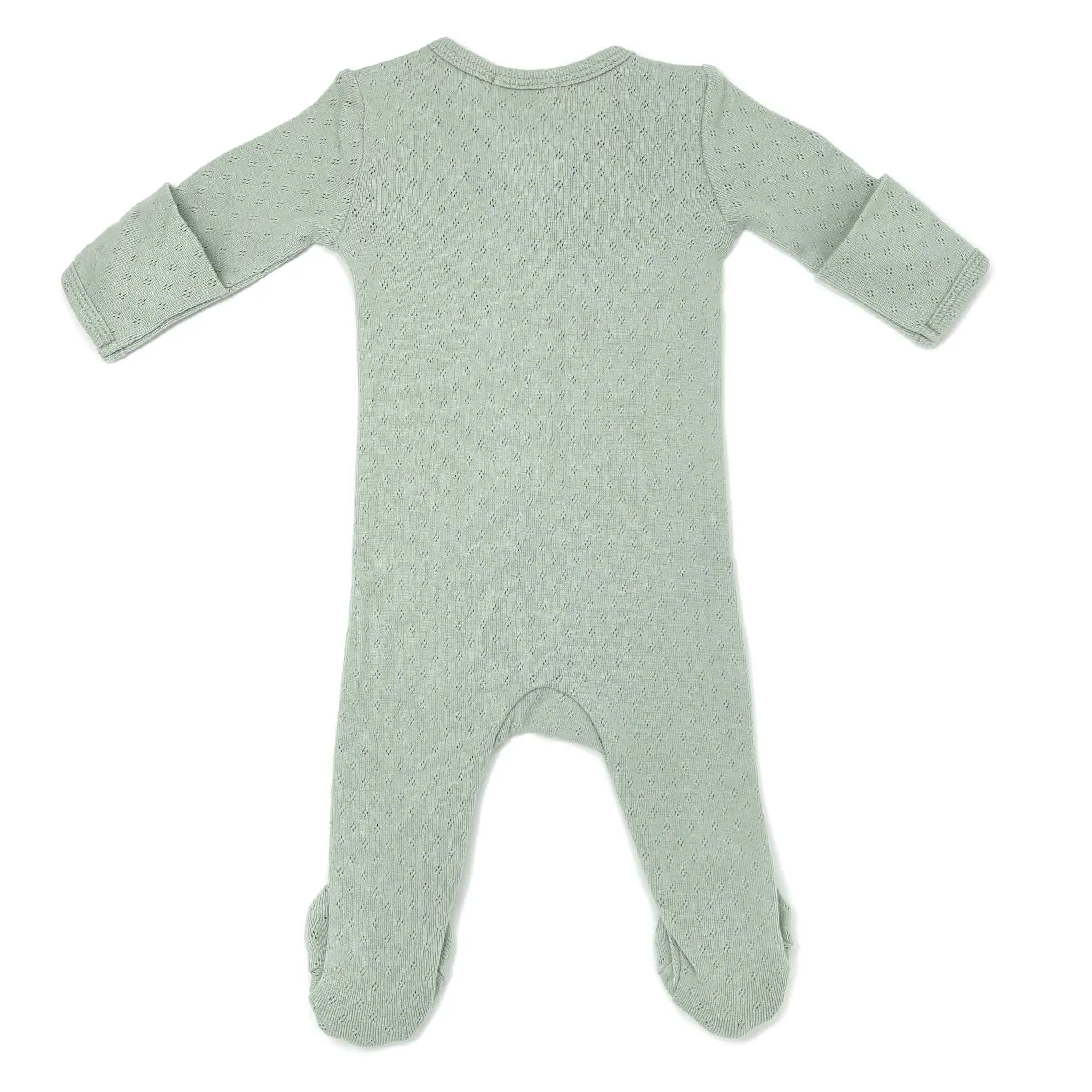 oh baby! Pointelle Zipper Footie - Sage