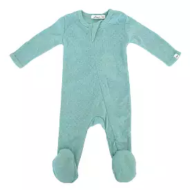 oh baby! Pointelle Zipper Footie - Sea Heather