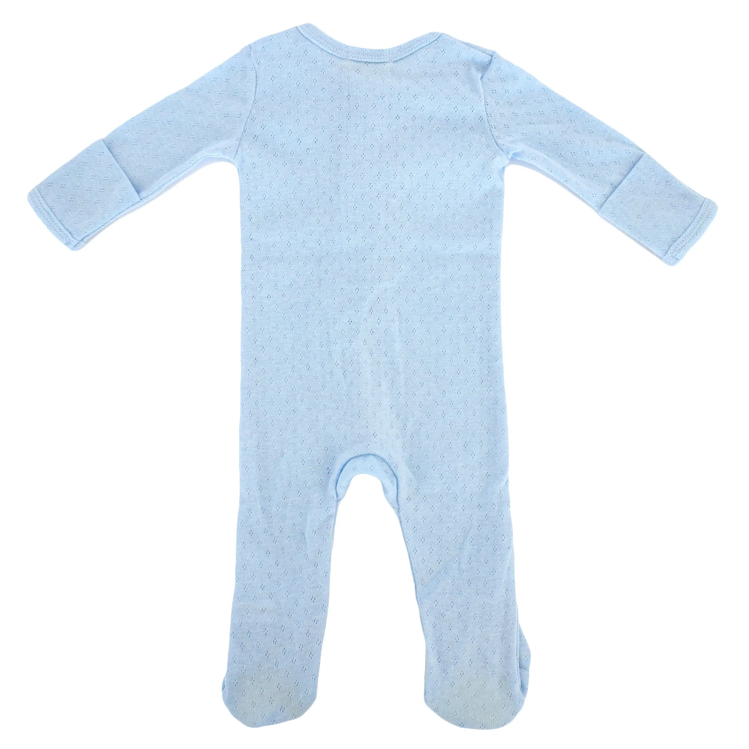 oh baby! Pointelle Zipper Footie - Sky Heather