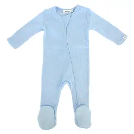 oh baby! Pointelle Zipper Footie - Sky Heather