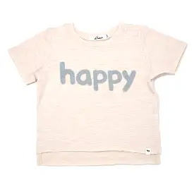 oh baby! Raw Edge Short Sleeve Cotton Slub Tee - happy Mist Applique  - Sand Heather