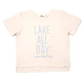 oh baby! Raw Edge Short Sleeve Cotton Slub Tee - Lake All Day - Sand Heather