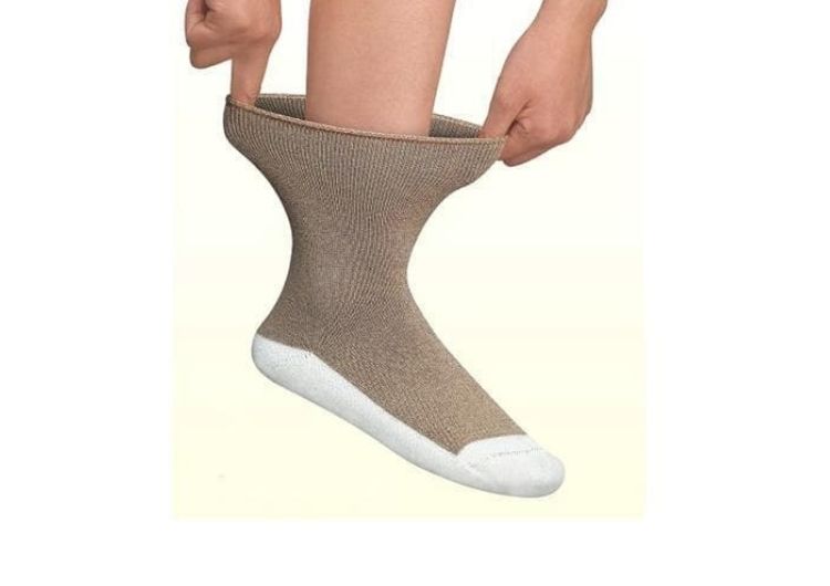 Padded Sole Diabetic Socks - Brown