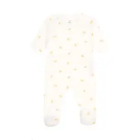 Petit Bateau Organic Cotton Side Snap Footie - Turtle Print - White