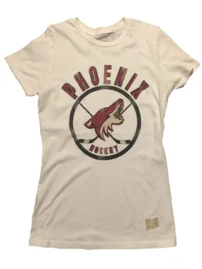 Phoenix Coyotes Retro Brand WOMEN Off-White Hockey Sticks Vintage T-Shirt