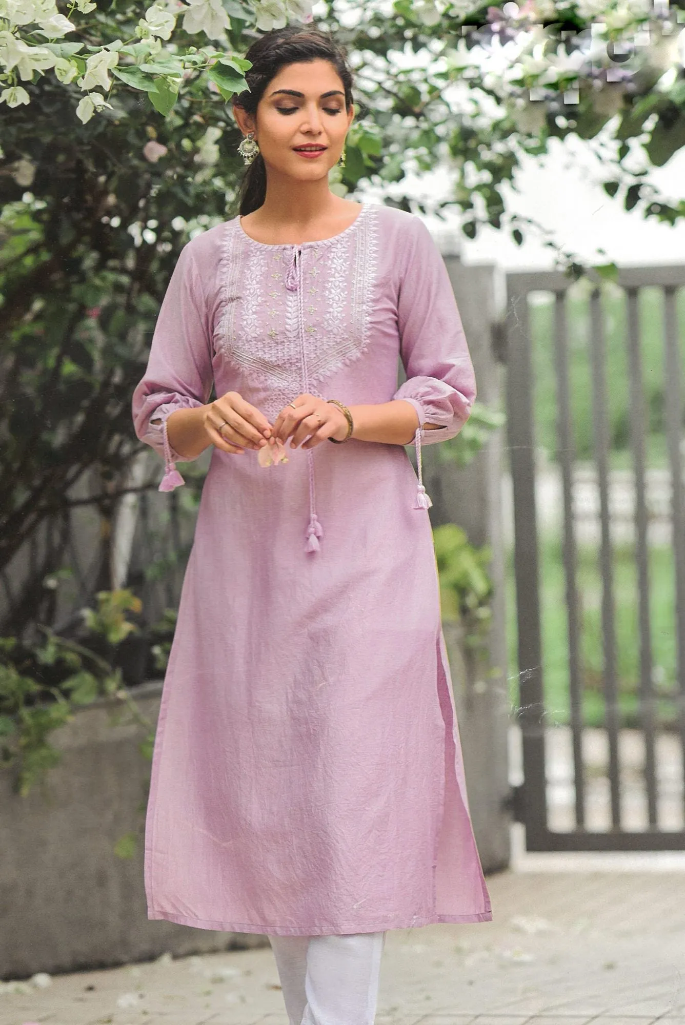 Plain Rayon Embroidered Long Kurti for Women Fancy Sleeves Kurta Tunic Top Indian Dress