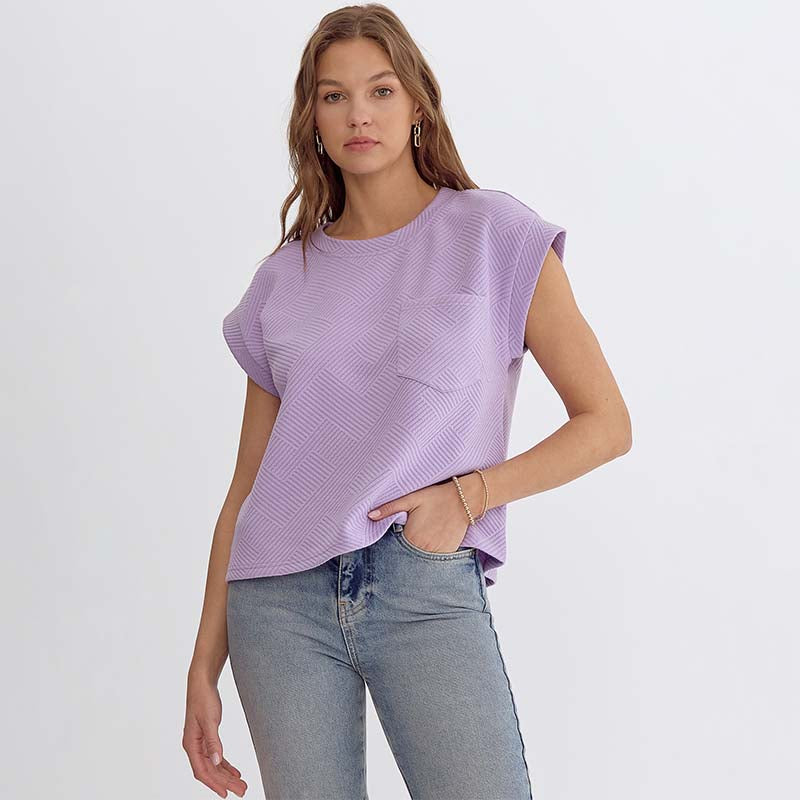 Pocket Basket Weave Textured Top