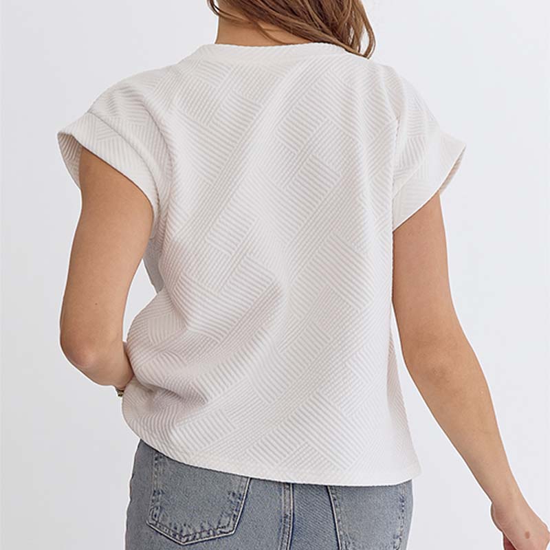 Pocket Basket Weave Textured Top